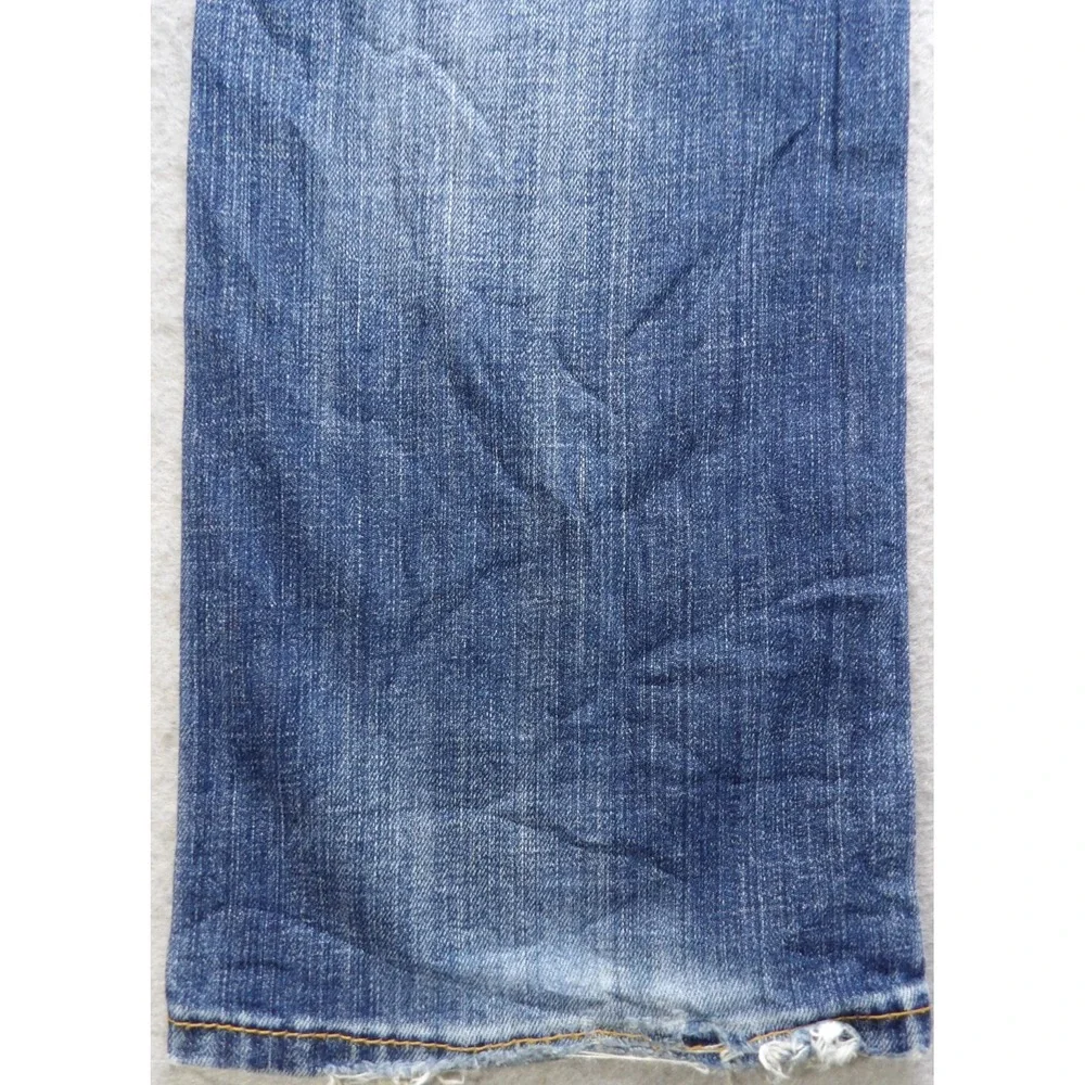 Levis 527 Men Slim Bootcut Jeans Blue Denim Pants W29xL30 Stretch Distressed Hem